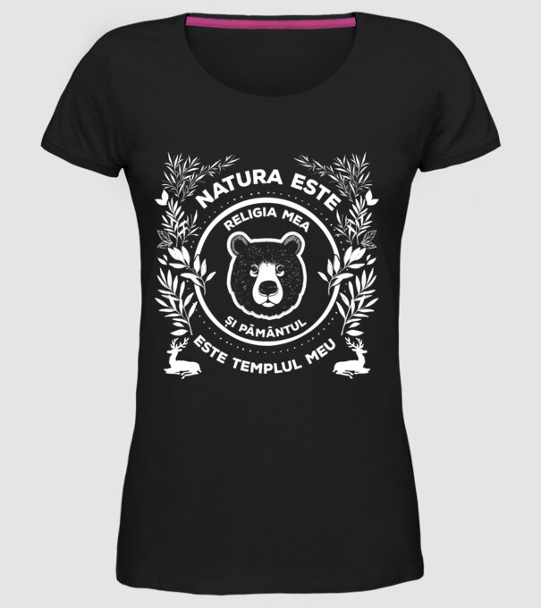 Natura este religia mea și pământul este templul meu model negru pe tricou