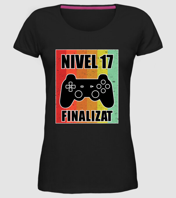 Nivel 17 finalizat model negru pe tricou