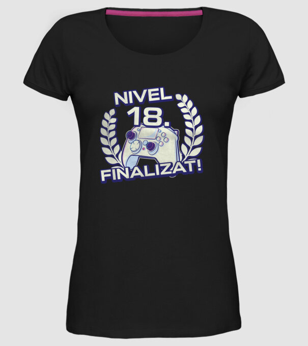 Nivel 18 finalizat! model negru pe tricou