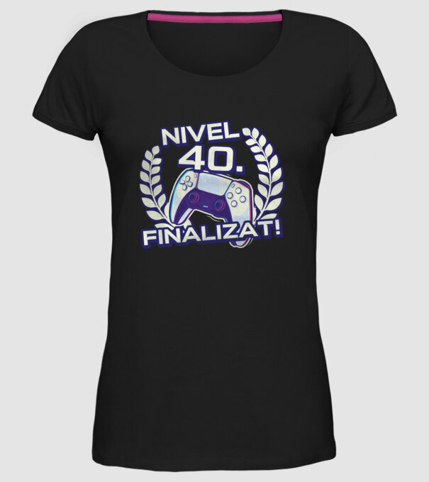 Nivel 40 finalizat! model negru pe tricou