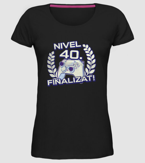 Nivel 40 finalizat! model negru pe tricou