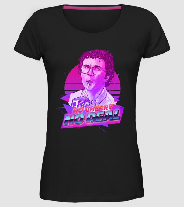 no cherry no deal stranger things model negru pe tricou