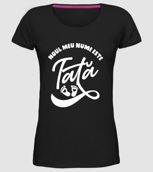 Noul meu nume este Tată model negru pe tricou
