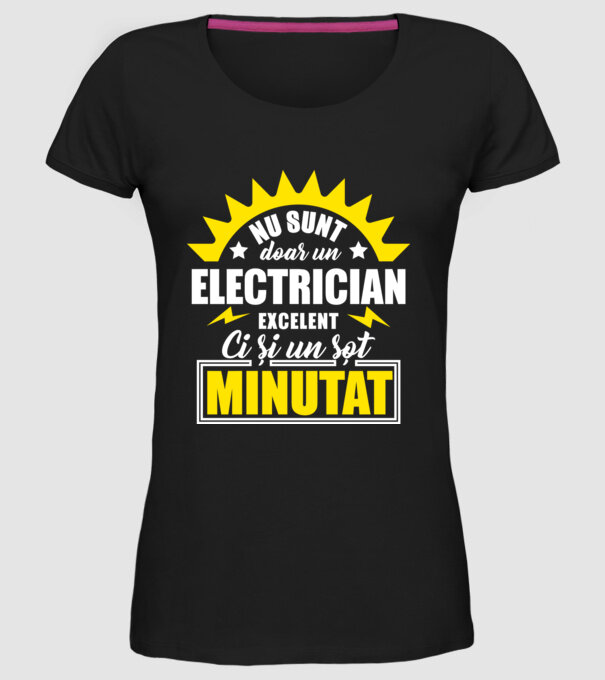 Nu sunt doar un electrician excelent, ci și un soț minunat! model negru pe tricou