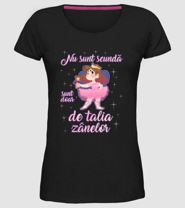 nu sunt scundă, sunt doar de talia zânelor model negru pe tricou