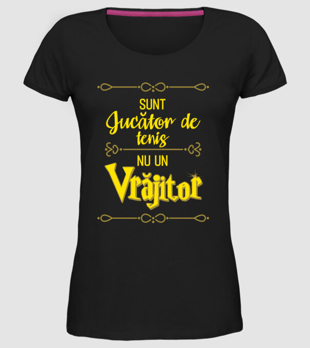 sunt jucător de tenis, nu un vrăjitor model negru pe tricou