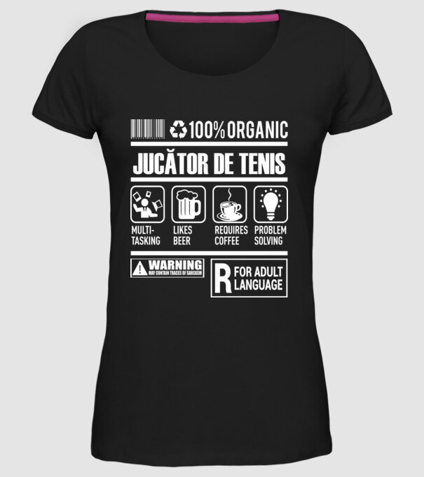 JUCĂTOR DE TENIS model negru pe tricou