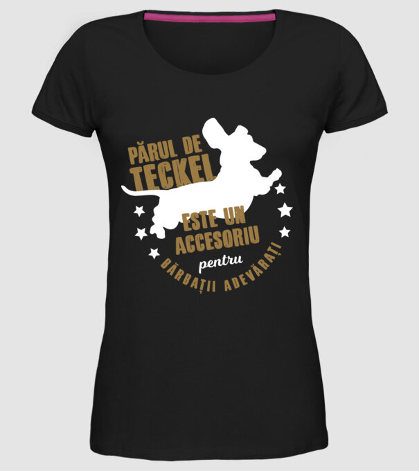 părul de teckel este un accesoriu pentru bărbații adevărați model negru pe tricou