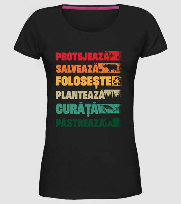 protejează salvează păstrează model negru pe tricou