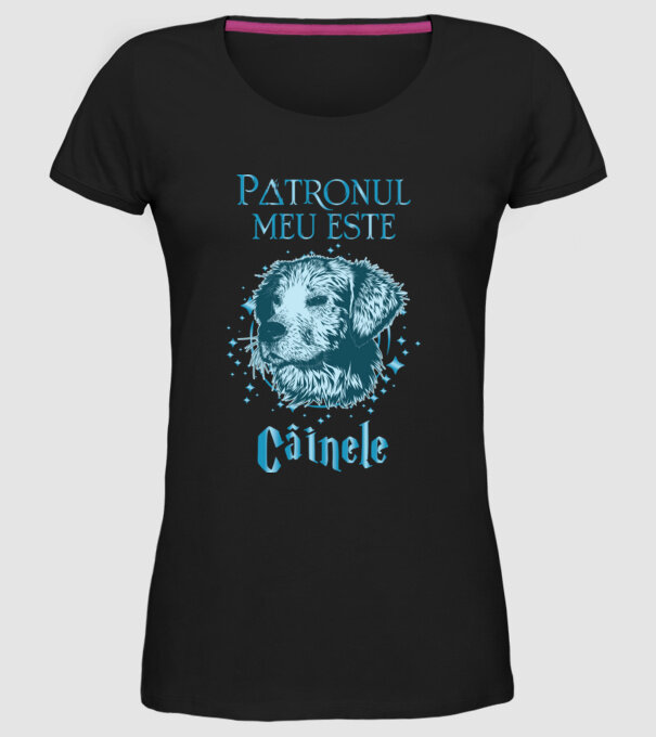 Patronul meu este CÂINELE model negru pe tricou