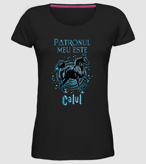 Patronul meu este CALUL model negru pe tricou