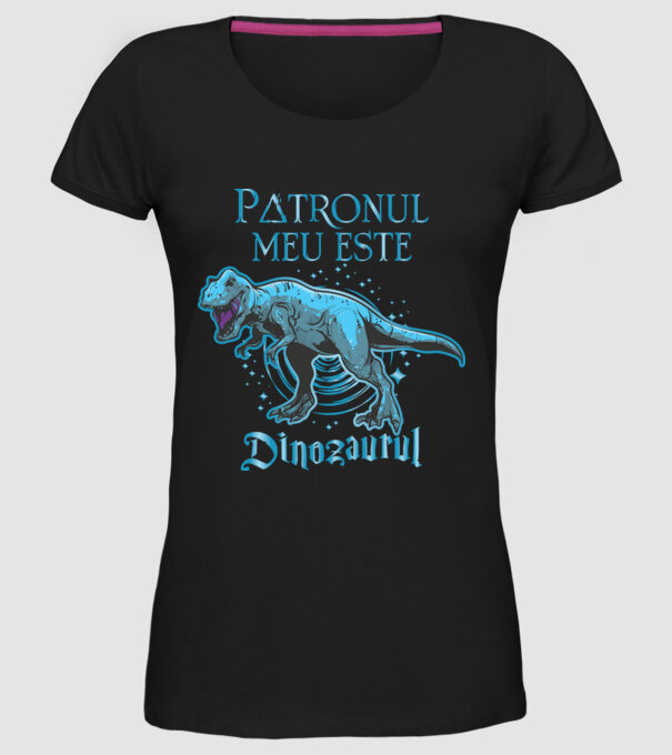 Patronul meu este dinozaurul model negru pe tricou