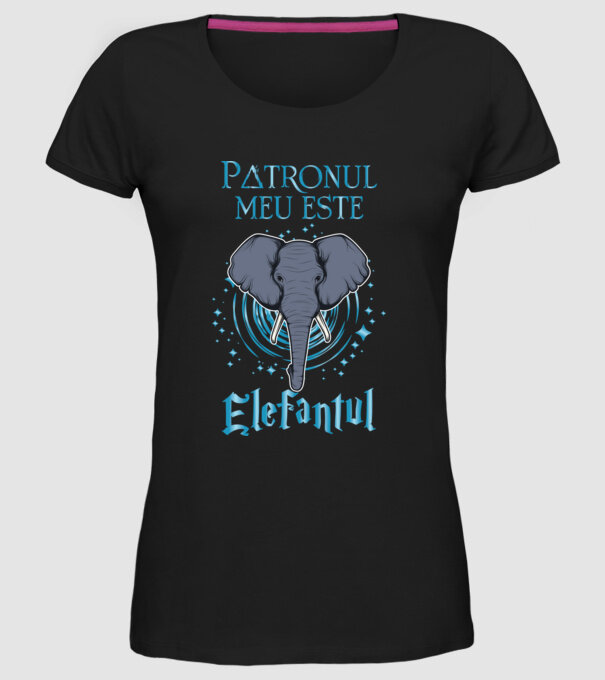 Patronul meu este ELEFANTUL model negru pe tricou
