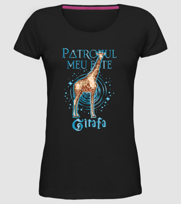 Patronul meu este GIRAFA model negru pe tricou