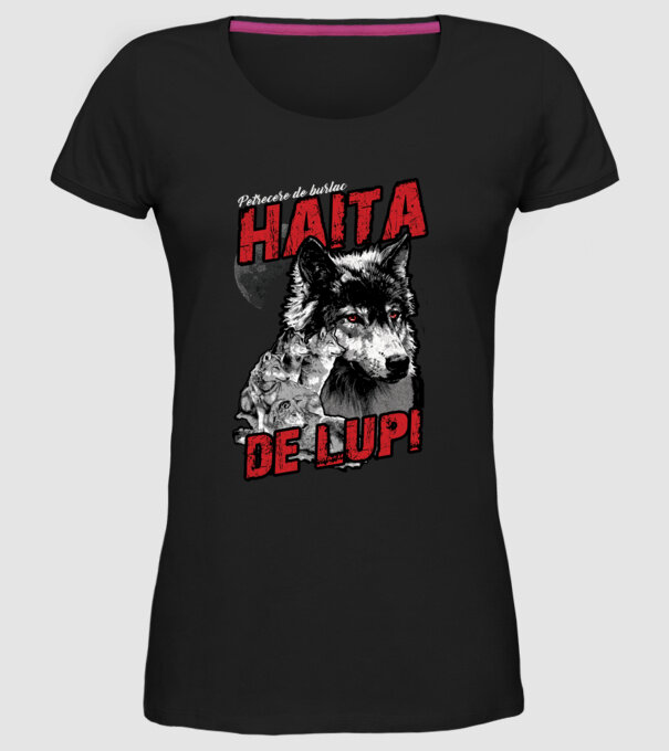 Petrecere de burlac - haită de lupi model negru pe tricou