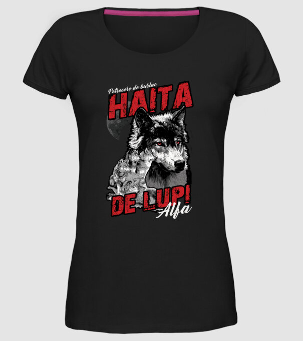 Petrecere de burlac - haită de lupi masculi alfa model negru pe tricou
