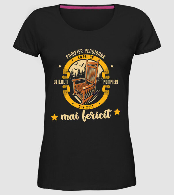 POMPIER pensionar - la fel ca ceilalți pompieri, dar mult mai fericit model negru pe tricou