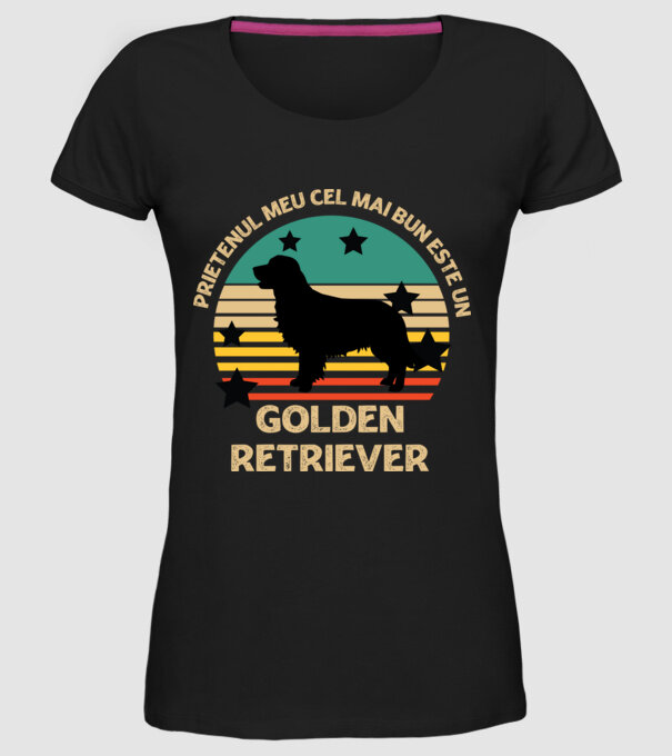 Prietenul meu cel mai bun este un golden retriever model negru pe tricou