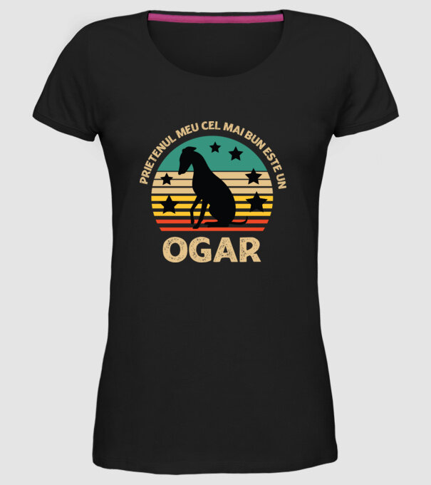 Prietenul meu cel mai bun este un ogar model negru pe tricou