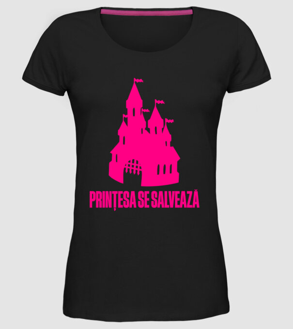 Prințesa se salvează model negru pe tricou