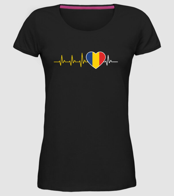 România heartbeat model negru pe tricou