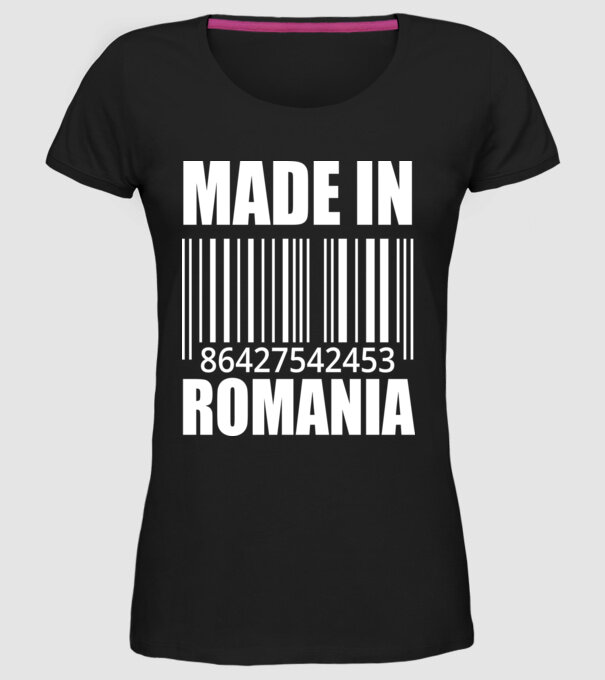 România made in model negru pe tricou