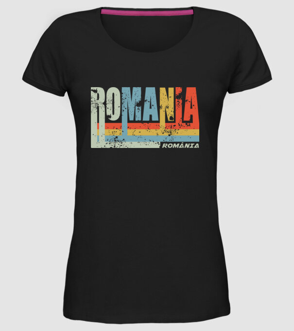 România retro model negru pe tricou