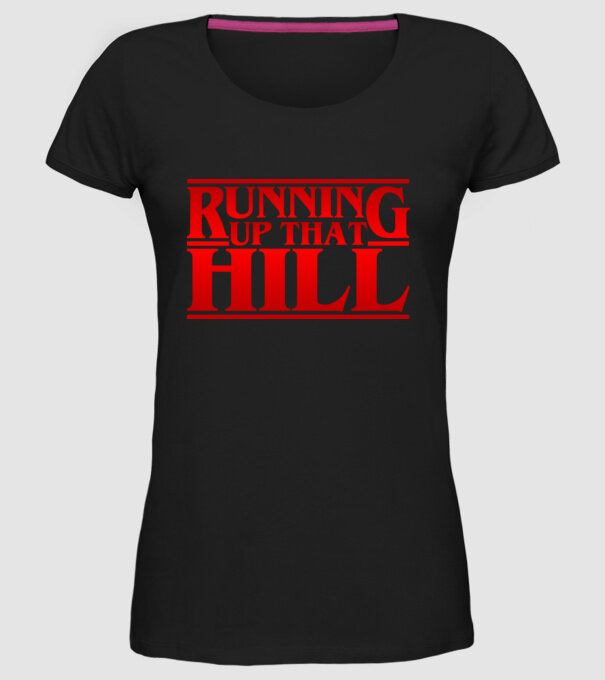 running up that hill model negru pe tricou