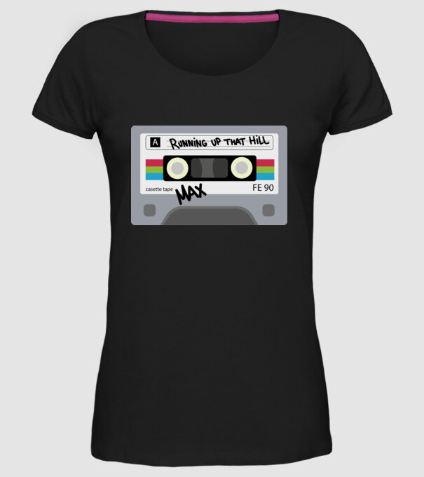 running up that hill casette model negru pe tricou
