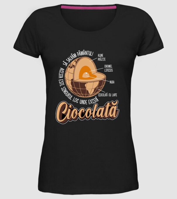 să salvăm Pământul! acesta este singurul loc unde există ciocolată - alune prăjite, caramel lipicios, nuga, ciocolată cu lapte model negru pe tricou