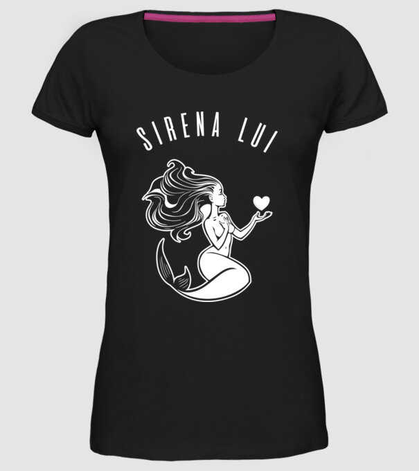 Sirena lui model negru pe tricou