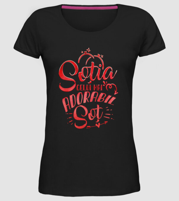 Soția celui mai adorabil soț model negru pe tricou