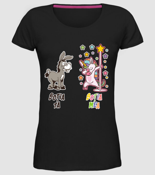 soția ta - soția mea model negru pe tricou