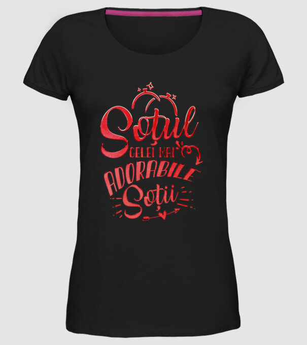 Soțul celei mai adorabile soții model negru pe tricou