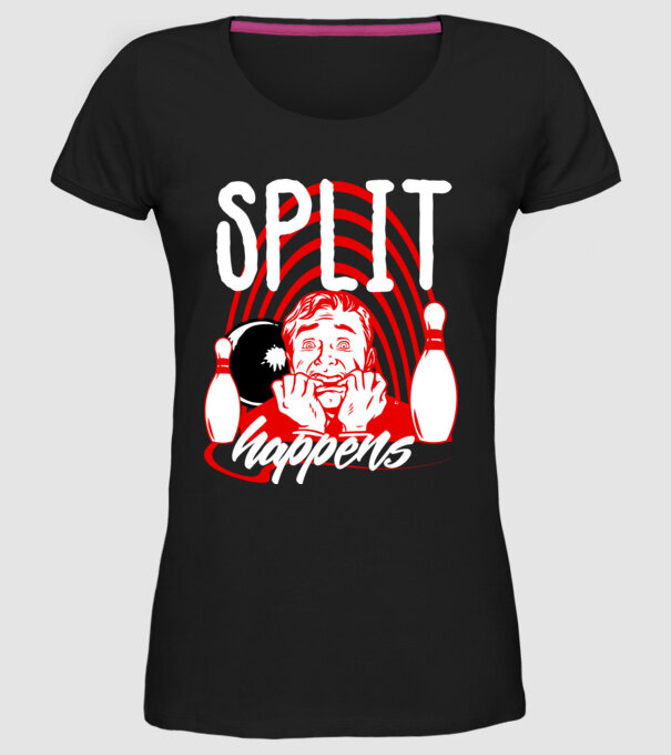 Split Happens model negru pe tricou