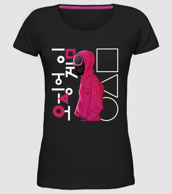squd game guard model negru pe tricou