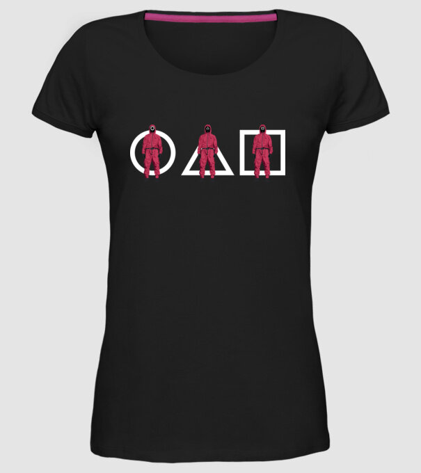 squid game characters model negru pe tricou