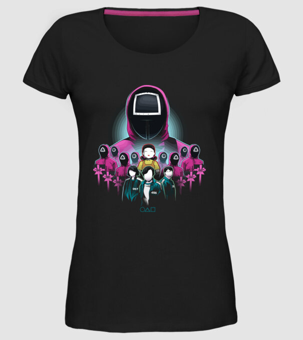 squid game crew model negru pe tricou