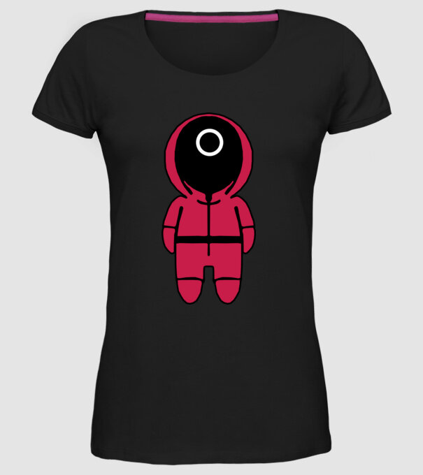 squid game figure model negru pe tricou