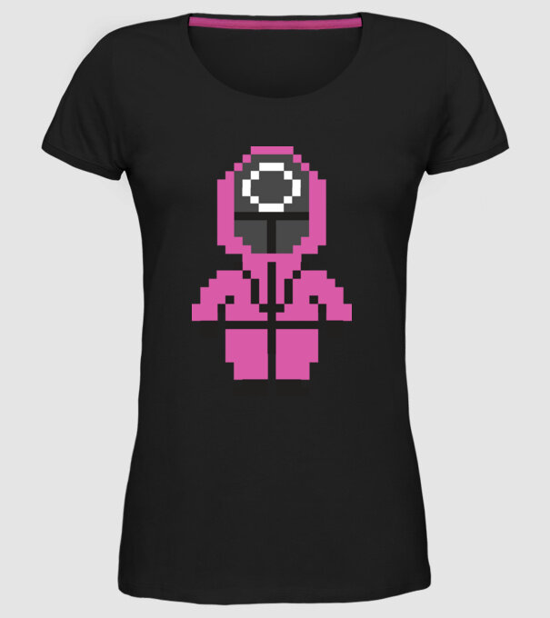 squid game pixel model negru pe tricou