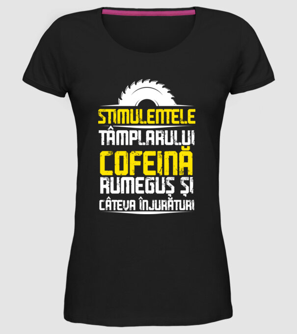stimulentele tâmplarului: cofeină, rumeguș și câteva înjurături model negru pe tricou