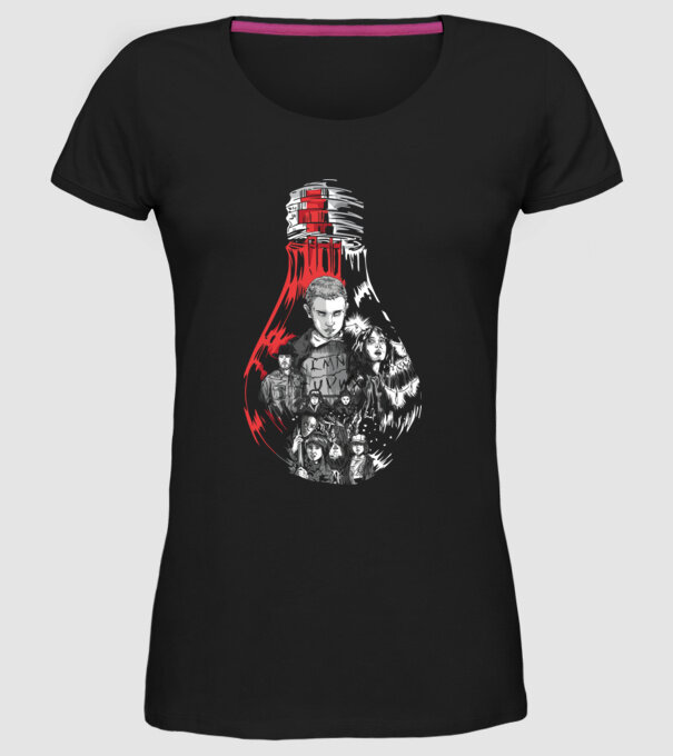 stranger things bulb model negru pe tricou