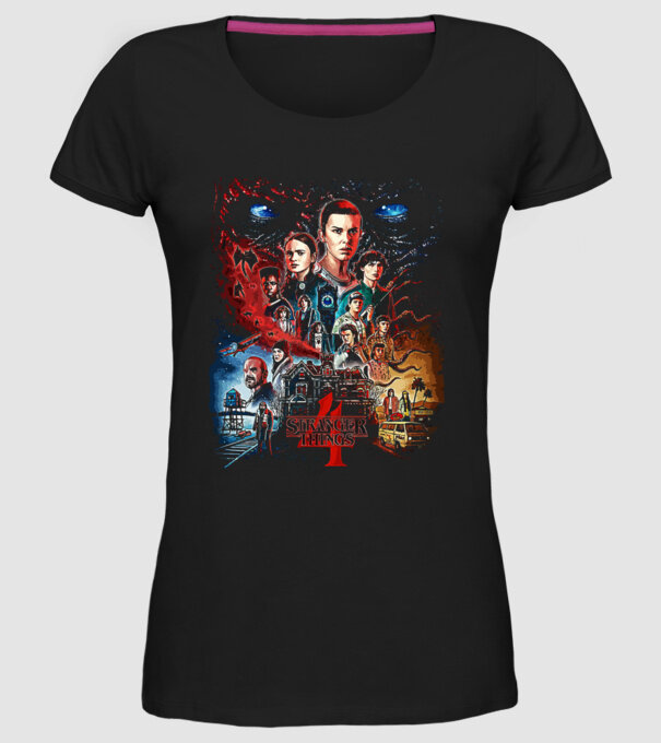 stranger things poster model negru pe tricou
