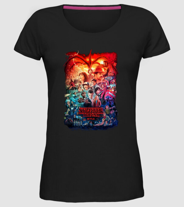 stranger things tribute poster2 model negru pe tricou