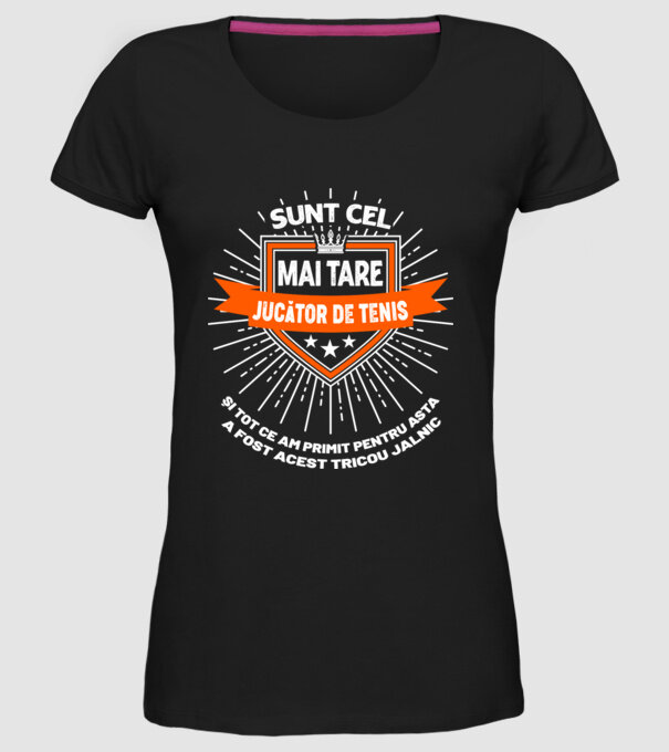 Sunt cel mai tare_JUCĂTOR DE TENIS model negru pe tricou
