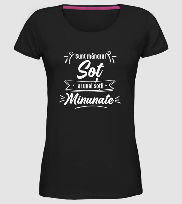 Sunt mândrul soț al unei soții minunate model negru pe tricou
