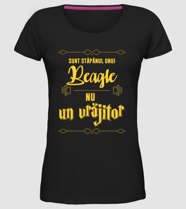 sunt stăpânul unui beagle, nu un vrăjitor model negru pe tricou