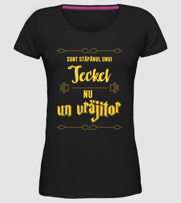 sunt stăpânul unui teckel, nu un vrăjitor model negru pe tricou