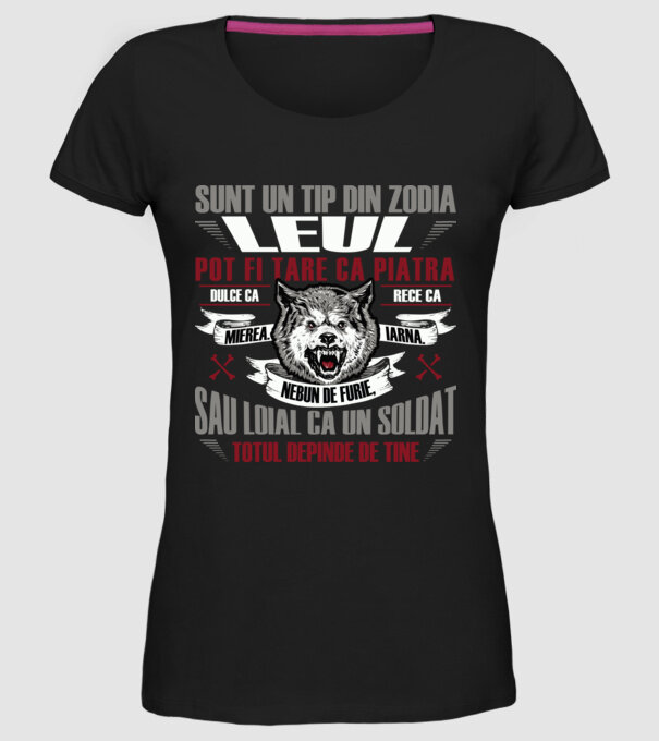 Sunt un tip din zodia Leul model negru pe tricou