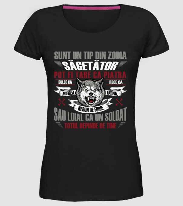 Sunt un tip din zodia Săgetător model negru pe tricou